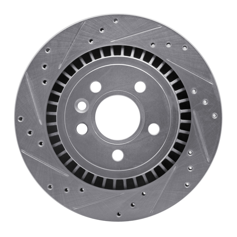 Volvo V60 Brake Rotor (1) - Rear Left - R1 Concepts - Drilled & Slotted - Silver - `07-`18